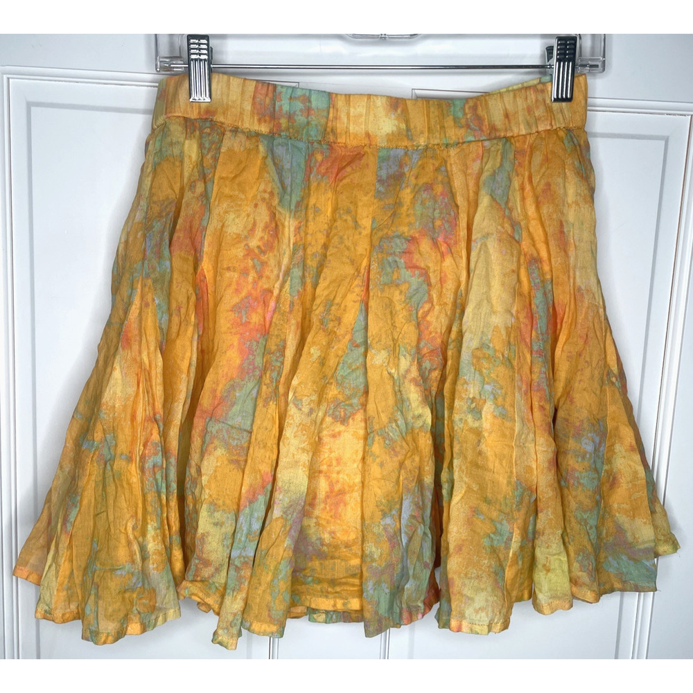 NWT Free People Women's Sway My Way Pleat Mini Skirt Sz S Boho Colorful Festival